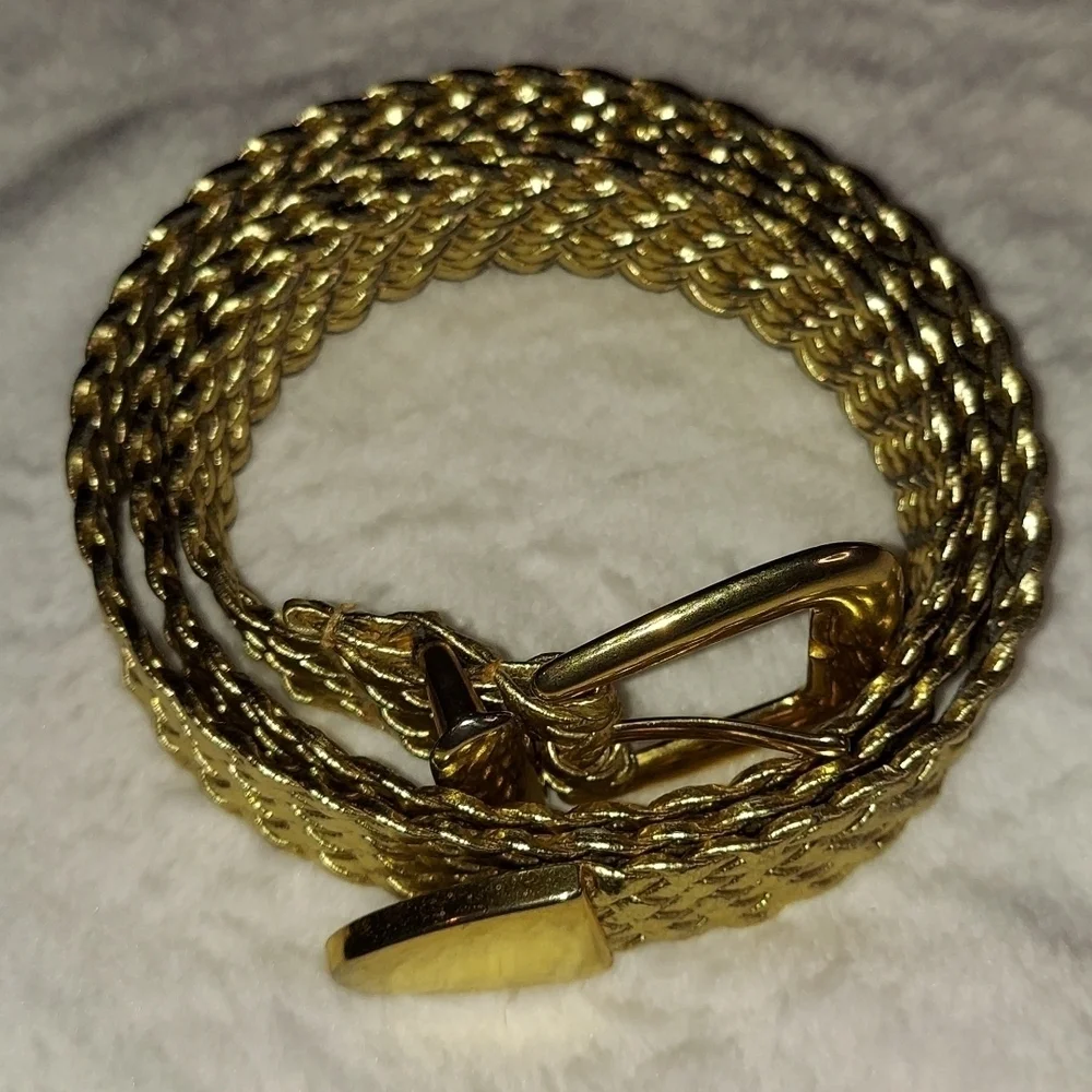 Gold Vegan Faux leather weaved rope belt